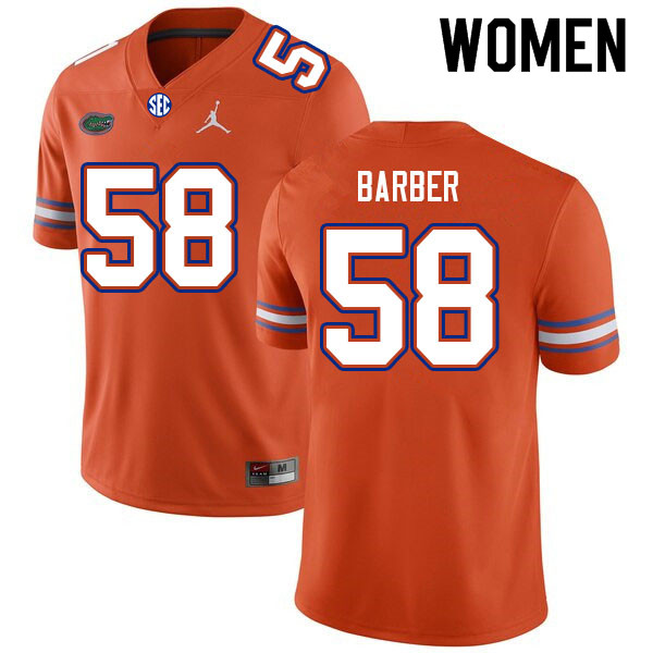 Women #58 Austin Barber Florida Gators College Football Jerseys Sale-Orange